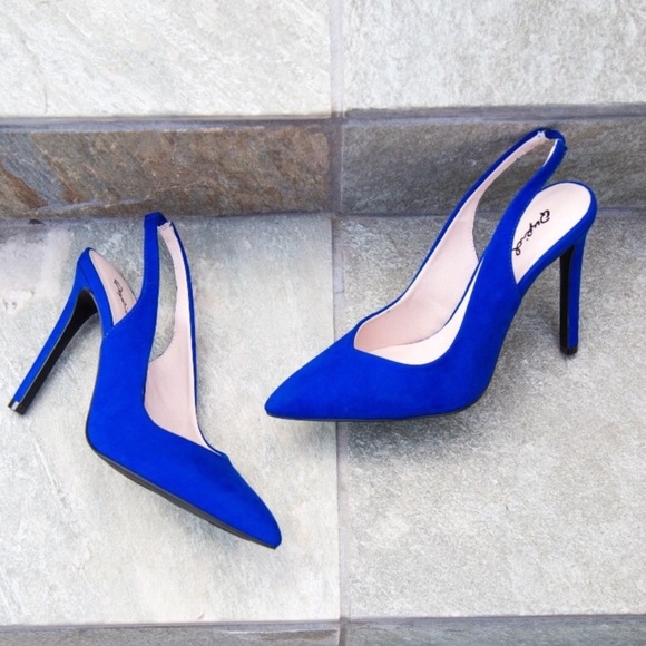 Last 1! Qupid classic slingback cobalt blue pumps - Picture 2 of 4